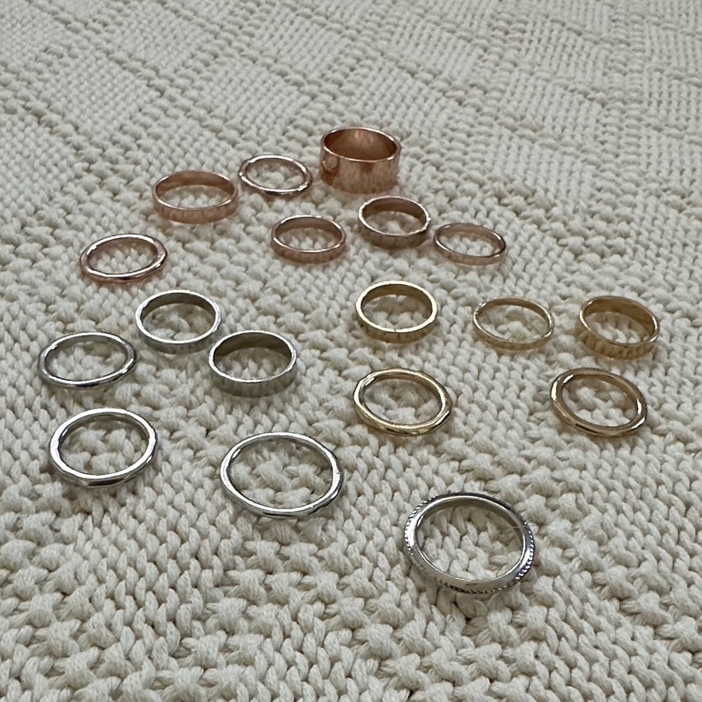 Elegant Mixed Metal Ring Set
